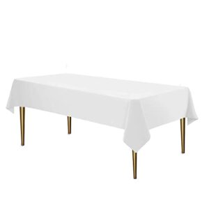 party dimensions white disposable plastic tablecloth for rectangle tables (12 pack) table cloths for parties, events & weddings, indoors & outdoors, 54 x 108 inches, plastic table cover