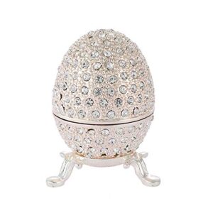 qifu mini faberge egg style mini sliver jewelry trinket box hinged unique gift for family