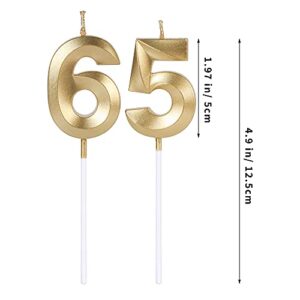 Gold 65th & 56th Birthday Candles for Cakes, Number 65 56 Glitter Candle Cake Topper for Party Anniversary Wedding Celebration Decoration