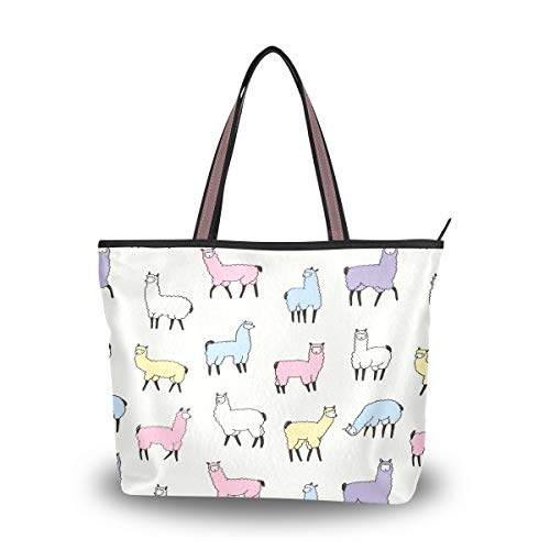 AUUXVA Cute Llama Animal Pattern Handbags for Women Tote Bag Top Handle Shoulder Bag Satchel Purse