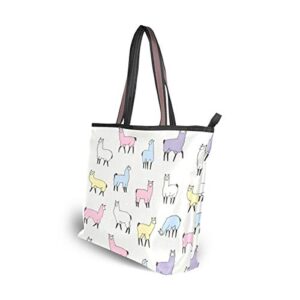 AUUXVA Cute Llama Animal Pattern Handbags for Women Tote Bag Top Handle Shoulder Bag Satchel Purse