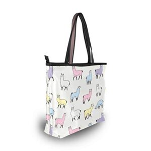 AUUXVA Cute Llama Animal Pattern Handbags for Women Tote Bag Top Handle Shoulder Bag Satchel Purse