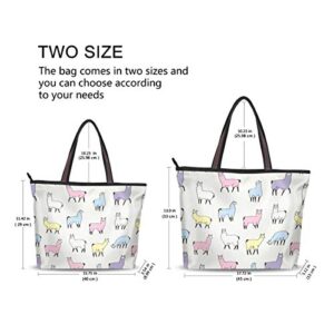 AUUXVA Cute Llama Animal Pattern Handbags for Women Tote Bag Top Handle Shoulder Bag Satchel Purse