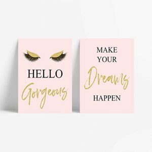 GIFTSFARM Inspirational Wall Art, Bedroom Decor for Women, Pink Room Decor, Teen Girls Fashion Makeup Home Wall Decoration Picture Poster, Bathroom decor, Office Decor (Set of 6, 8X10in, Unframed)