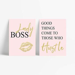 GIFTSFARM Inspirational Wall Art, Bedroom Decor for Women, Pink Room Decor, Teen Girls Fashion Makeup Home Wall Decoration Picture Poster, Bathroom decor, Office Decor (Set of 6, 8X10in, Unframed)