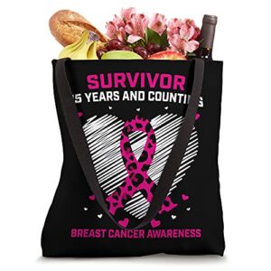 15 Year Breast Cancer Free Pink Survivor Gifts Women Cheetah Tote Bag