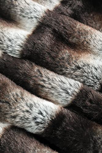 inchgrass Luxury Soft Faux Mink Fur Throw Blanket Shaggy Plush Elegant Weighted Handmade Thick Blanket for Sofa Chair Couch Living Bedding (50"x60", Grey Chinchilla)