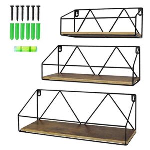 edenseelake floating shelves wall mounted storage shelf with metal wire for bedroom, bathroom, living room, kitchen and office