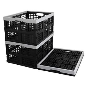kekow 28 l black plastic collapsible storage basket, 3-pack folding crates storage
