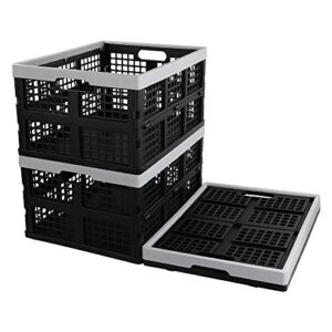 Kekow 28 L Black Plastic Collapsible Storage Basket, 3-Pack Folding Crates Storage