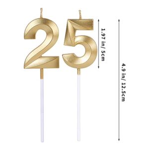 Gold 25th & 52nd Birthday Candles for Cakes, Number 25 52 Glitter Candle Cake Topper for Party Anniversary Wedding Celebration Decoration