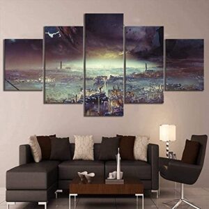 gvttx 5 piece wall painting destiny planet cityscape hd fantasy art canvas paintings for bedroom wall decor -30×40 30×60 30x80cm no frame