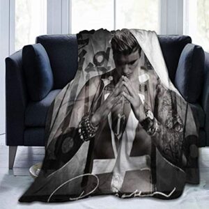 justin-bieber super soft blankets anti-pilling flannel throw blanket for home bedding living room 60″ x50