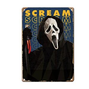 miuo scream movie tin sign,vintage horrible skull ghost with knife metal sign,movie poster iron sign,wall decor for bars,garage,cafes,offices,pubs 8×12-color 1