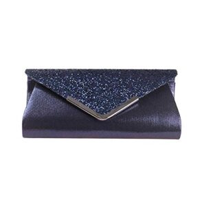 KALAIEN Envelope Clutch Purses for Women Glitter Evening Bag Handbags For Wedding and Party (Navy blue)