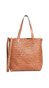 madewell the medium transport tote: woven leather edition burnished caramel one size
