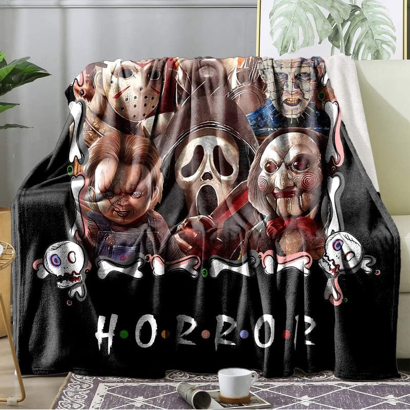 OKJYGESD This is My Horror Movie Watching Blanket Throw Halloween Horror Blanket Scary Movie Blanket Fuzzy Flannel Blanket for Couch Sofa or Bed 60"x50"