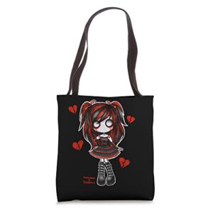 spookscene emo girl drawing soft goth mall goth red alt cute tote bag