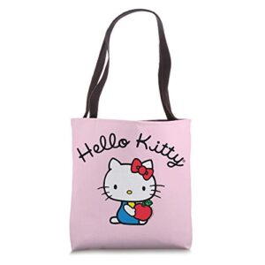 hello kitty apple script logo tote bag