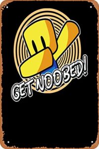 shvieiart wall decor sign – get noobed! roblox meme dabbing dab hand drawn poster – 8x12 inch vintage look metal sign,bar, man cave art decoration