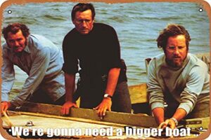 movie metal posters jaws bigger boat movie cast tin metal sign 8″ x 12″