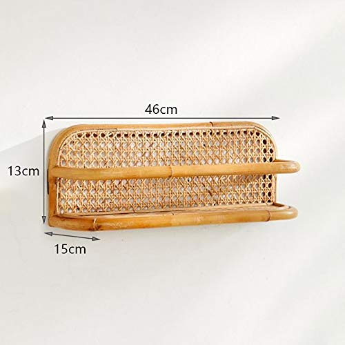 Midoshark Rattan Wall Shelf Two Shelves Floating Shelvs Wall Mounted Wall Decor Accent Wall Shelf (Single-Layer)