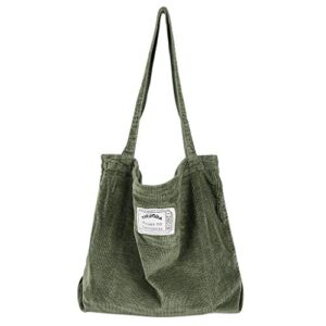 yaruoda women shoulder handbags casual hobo bags corduroy shopper tote bag, green