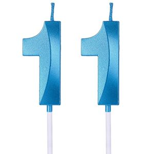 blue 11th & 1st birthday candles for cakes, number 11 glitter candle cake topper for party anniversary wedding celebration decoration