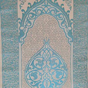 BAYKUL Muslim Prayer Rug-Islamic Turkish Velvet Rugs-Great Ramadan Gifts-Janamaz Prayer Mat for Women Men-Portable Carpet Muslims Mats-Praying Rugs Islam-Sajadah-Gift Praying Beads 99 (Blue)
