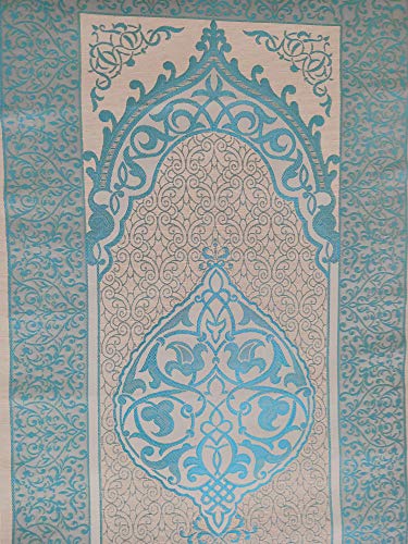 BAYKUL Muslim Prayer Rug-Islamic Turkish Velvet Rugs-Great Ramadan Gifts-Janamaz Prayer Mat for Women Men-Portable Carpet Muslims Mats-Praying Rugs Islam-Sajadah-Gift Praying Beads 99 (Blue)