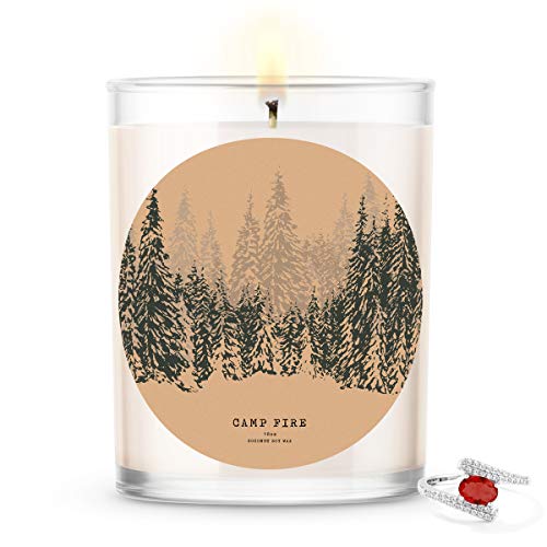 Kate Bissett Baubles Camp Fire Scented Premium Candle and Jewelry with Surprise Ring Inside | 18 oz Large Candle | Fall Collection | Made in The USA | Parrafin Free Size 06