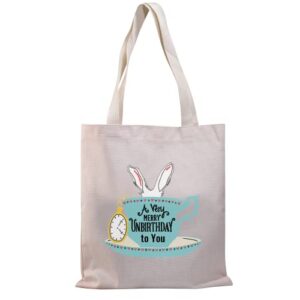 bdpwss alice tote bag a very merry unbirthday to you handbag for bookworm book lover gift (unbirthday to you tg)
