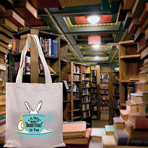 BDPWSS Alice Tote Bag A Very Merry Unbirthday To You Handbag For Bookworm Book Lover Gift (Unbirthday to you TG)