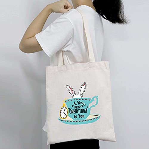 BDPWSS Alice Tote Bag A Very Merry Unbirthday To You Handbag For Bookworm Book Lover Gift (Unbirthday to you TG)