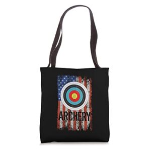 archery usa flag target bullseye tote bag