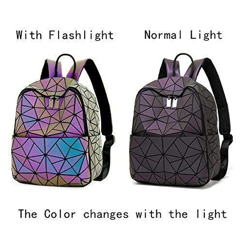 Luminous Geometric Purses and Handbags Women Tote Bag Holographich Flash Reflactive Crossbody Bag Backpacks (Luminous Backpack B)