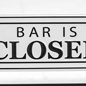 Bar Open and Closed Reversible Sign Metal Tabletop Decal, Embossed Metal Words Modern Freestanding Sign, White/Black