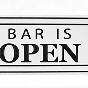 Bar Open and Closed Reversible Sign Metal Tabletop Decal, Embossed Metal Words Modern Freestanding Sign, White/Black