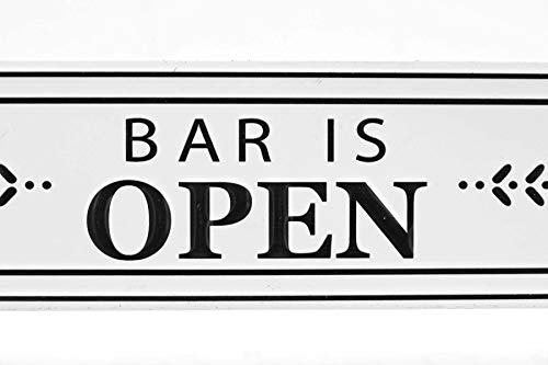 Bar Open and Closed Reversible Sign Metal Tabletop Decal, Embossed Metal Words Modern Freestanding Sign, White/Black