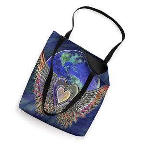 Heart, Angel Wings, Earth, Love, Peace Tote Bag