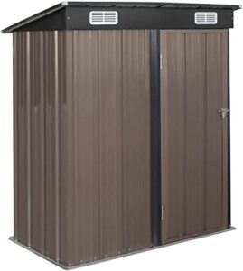 gravforce 5′ x 3′ outdoor metal storage shed, outdoor shed, galvanized steel garden shed with single lockable door, tool storage shed for backyard, patio, lawn (dark grey)