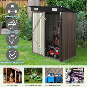 GRAVFORCE 5' x 3' Outdoor Metal Storage Shed, Outdoor Shed, Galvanized Steel Garden Shed with Single Lockable Door, Tool Storage Shed for Backyard, Patio, Lawn (Dark Grey)