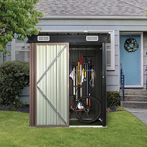 GRAVFORCE 5' x 3' Outdoor Metal Storage Shed, Outdoor Shed, Galvanized Steel Garden Shed with Single Lockable Door, Tool Storage Shed for Backyard, Patio, Lawn (Dark Grey)