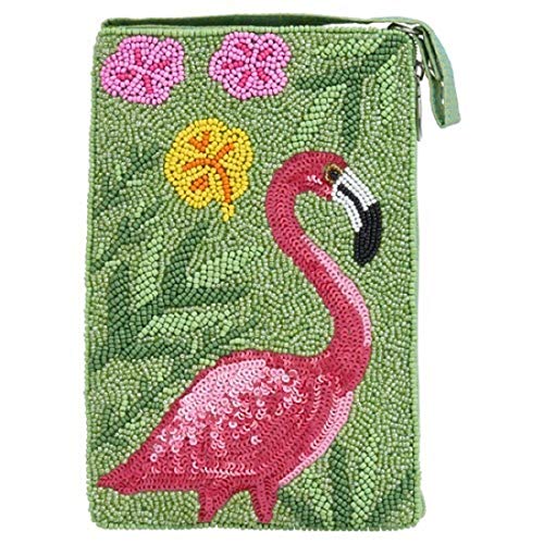 Bamboo Trading Company Flamingo Cell Phone or Club Bag with a separate, secure side zip pocket for cash and credit cards, 7-inch Height, Multicolor