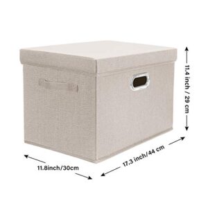 TYEERS Large Collapsible Storage Bins with Lids, Organization Bins for Closet Storage, Clothes Storage, Folding Storage Box with Lids for Home Office Storage - 2 Pack - Beige