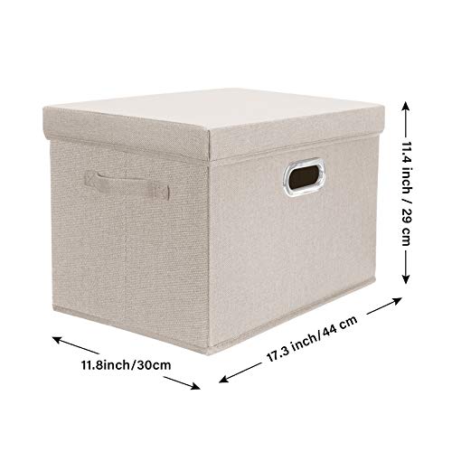 TYEERS Large Collapsible Storage Bins with Lids, Organization Bins for Closet Storage, Clothes Storage, Folding Storage Box with Lids for Home Office Storage - 2 Pack - Beige