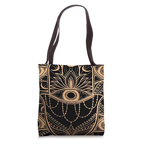 Cute Boho Hamsa Evil Eye Hand Fatima Henna Tote Bag