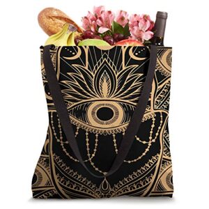 Cute Boho Hamsa Evil Eye Hand Fatima Henna Tote Bag