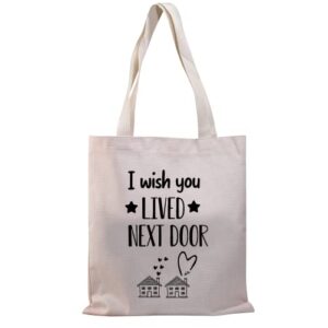 bdpwss friendship tote bag i wish you lived next door gifts for best friend bff birthday gift (lived next door tg)