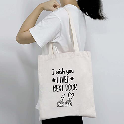 BDPWSS Friendship Tote Bag I Wish You Lived Next Door Gifts For Best Friend BFF Birthday Gift (Lived next door TG)